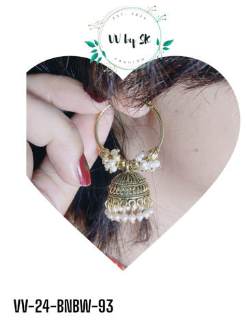 Beauty and Beads White Jhumka | VV-24-BNBW-93