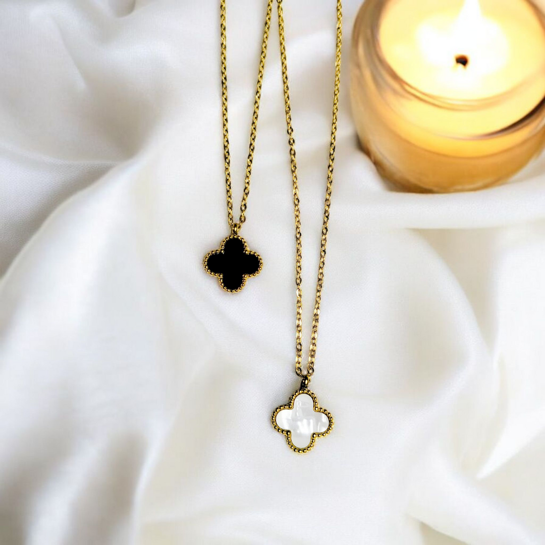 Clover Single Flower Double Sided Simple Chain Pendant | VV-24-PEN-71