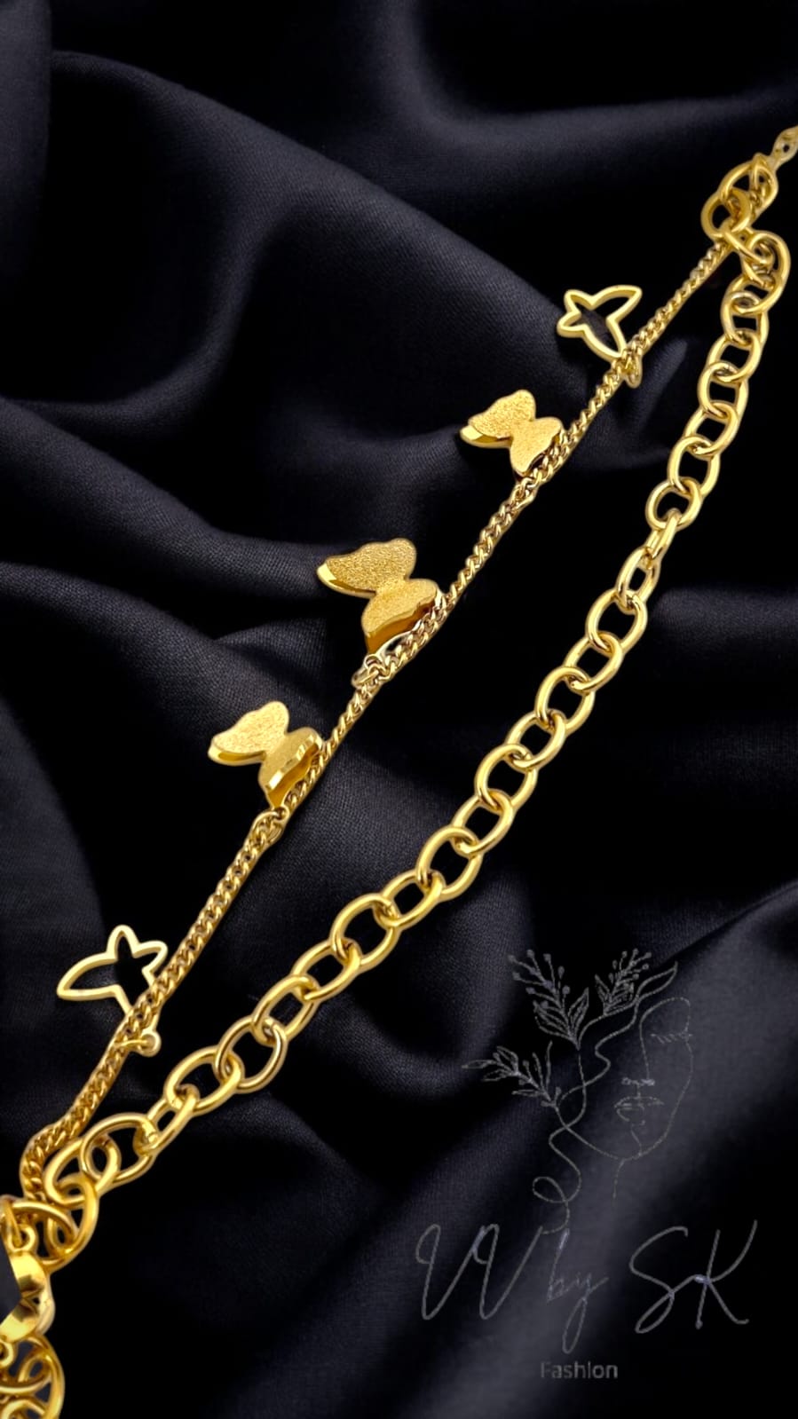 Golden Glow Chain Butterfly Bracelet | VV-24-GSB-0023