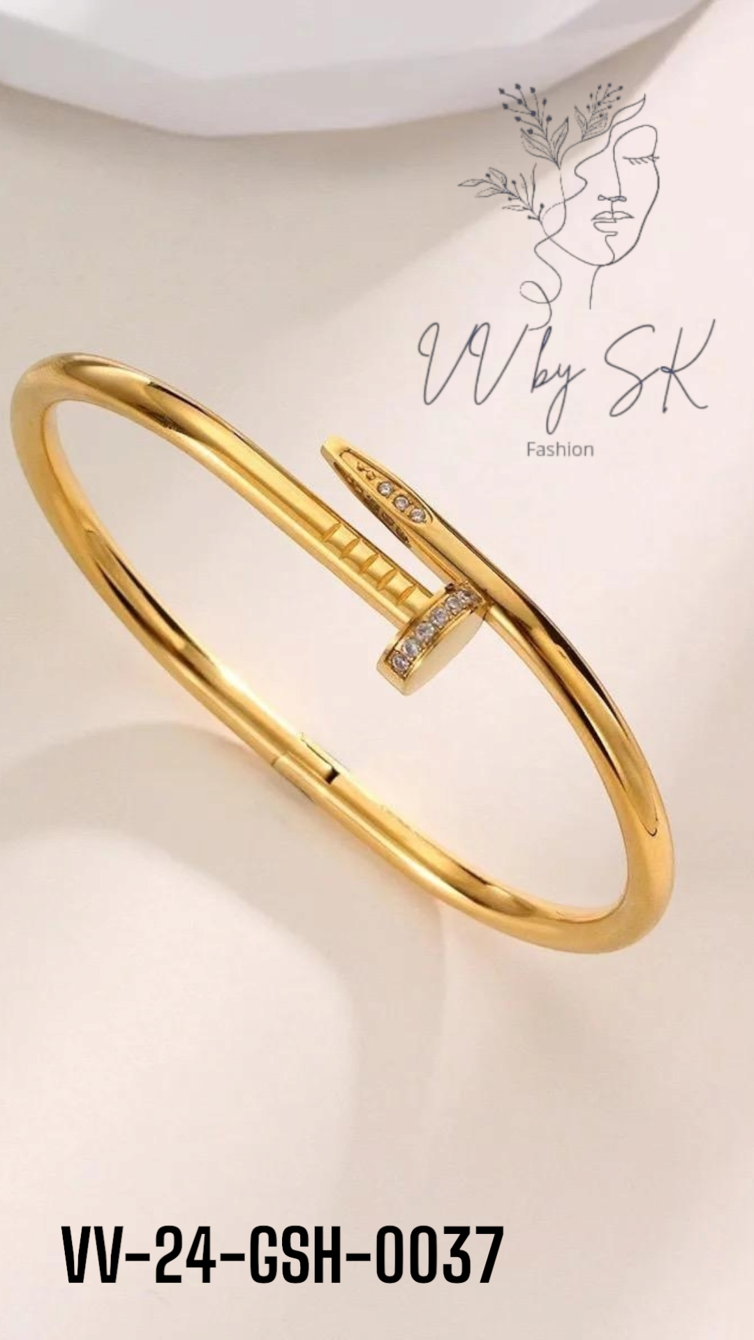 Cartier Nail Bangle with White Stones | VV-24-GSB-0037