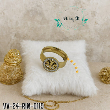 Tory Burch-Inspired Stainless Steel Ring with Stones | VV-24-RIN-0119