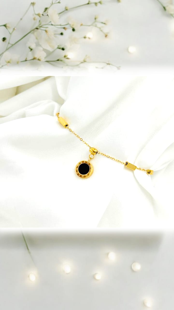 Gold Sunshine Bracelets - Roman Black Bracelet | VV-24-BRA-0009