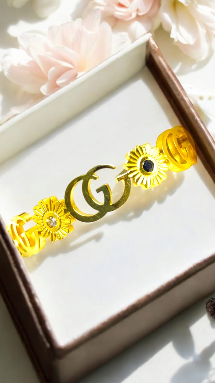 Gold Sunshine Handcuff - GG Gucci Flora Adjustable | VV-24-GSH-0006