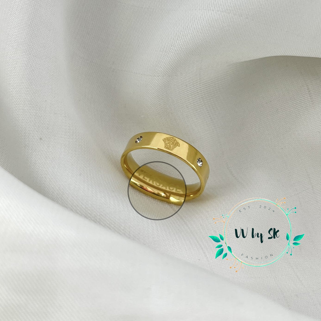 Versace-Inspired Stainless Steel Ring with Stones | VV-24-RIN-0118