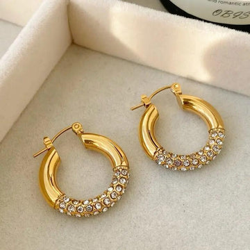 Golden Sparkle Hoop Earrings | VV-24-GSE-0115