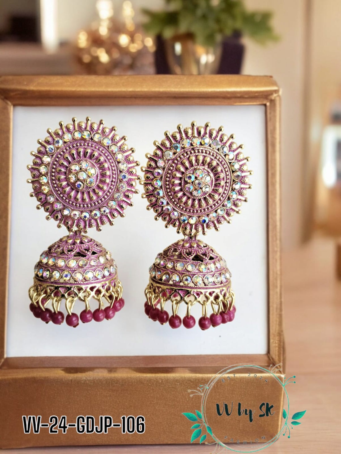 Golden Dazzle Jumki  Earrings | VV-24-GDJM-106