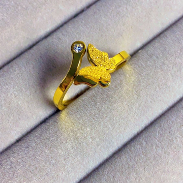 Golden Butterfly Ring with Single Stone | VV-24-RIN-0209