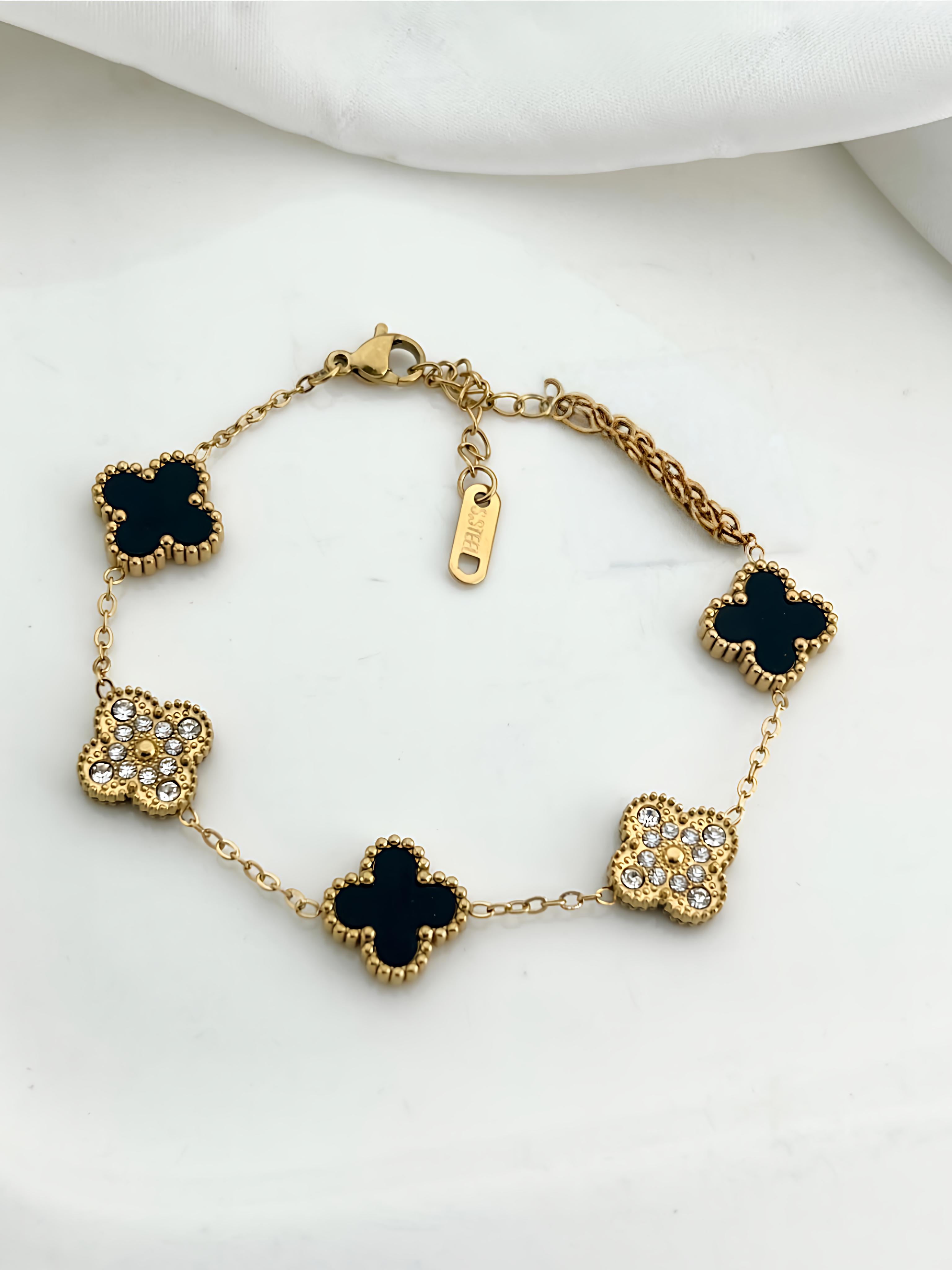 Black and Golden Double Sided Bracelet | VV-24-BRA-70